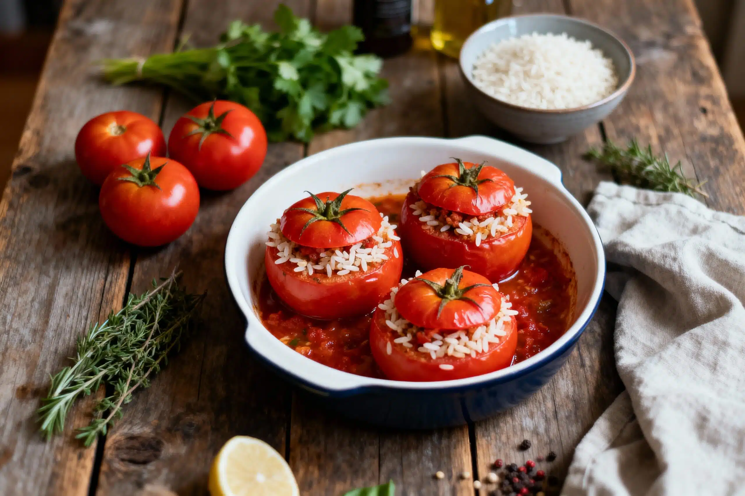 Recette de grand-mère de tomates farcies au four avec riz